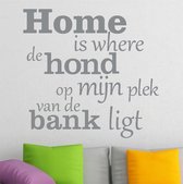 muursticker Home is where de hond - zilver - 75x72cm