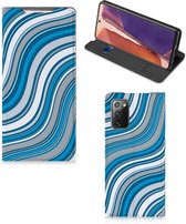 Hoesje Geschikt voor Samsung Galaxy Note20 Book Case Golven Blauw