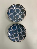 Handgemaakte bordjes 2 stuks 14 cm Brush Blue