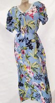 Dames katoenen jurk korte mouw met bloemenprint M 36－38 lichtblauw
