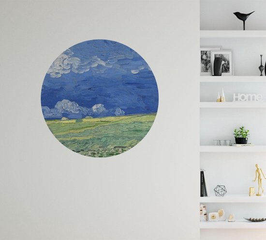 Wheatfield under Thunderclouds, Vincent van Gogh - Photo sur papier peint Circle - ⌀ 40 cm
