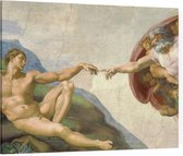 Schepping van Adam, Michelangelo Buonarroti - Foto op Canvas - 100 x 75 cm