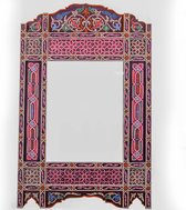 Handgeschilderd houten spiegel frame - 100 x 60 cm - Handgemaakt - Zouak Arabische, bohemian stijl - vintage look. M05