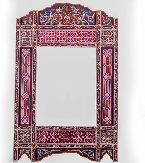 Handgeschilderd houten spiegel frame - 100 x 60 cm - Handgemaakt - Zouak  Arabische,... | bol.com