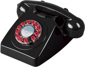WILD & WOLF 746 Klassieke Retro vaste telefoon - met druktoetsen - zwart