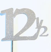 Taartdecoratie |Taarttopper| Cake topper | Taartversiering| Verjaardag| Cijfers | 12,5 | Zilver glitter|14 cm| karton