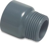 VDL Puntstuk PVC-U 25 mm x 1/2" lijmmof x buitendraad 10bar grijs type handgevormd