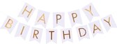 Happy Birthday Slinger Feest Versiering Verjaardag Versiering Vlaggenlijn Feest Decoratie Wit & Goud - 1 Stuk