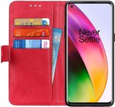 OnePlus 8 Litchi Skin Portemonnee Hoesje Rood