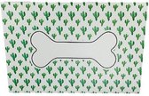 Dieren placemat Cactus - Honden / katten mat - Wit / Groen - Kunststof - 43 x 29 cm - Rechthoek