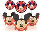 12 stuks cupcake omslagen Mickey Mouse + 12 toppers