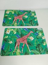 Placemats 2 stuks - groen met giraffe