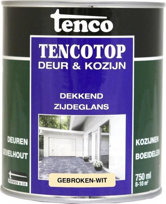 Tenco tencotop deur & kozijn dekkend zijdeglans gebroken wit (RAL 9010) - 250 ml.