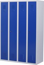Armoire casier métallique avec serrure - 4 portes 4 parties - Grijs/ bleu - 180x120x50 cm - LKP-1004