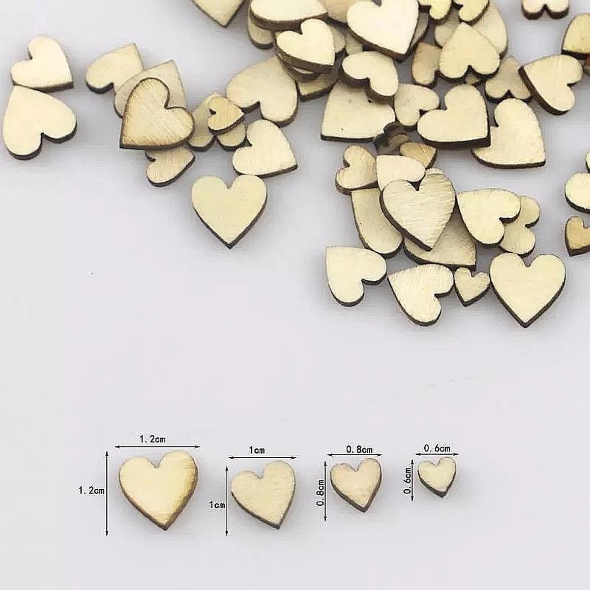 Kleine Houten hartjes gemengd formaat 100 stuks, Valentijnsdag | bol.com