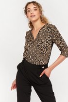 LOLALIZA T-shirt en luipaardprint - Zwart - Maat S
