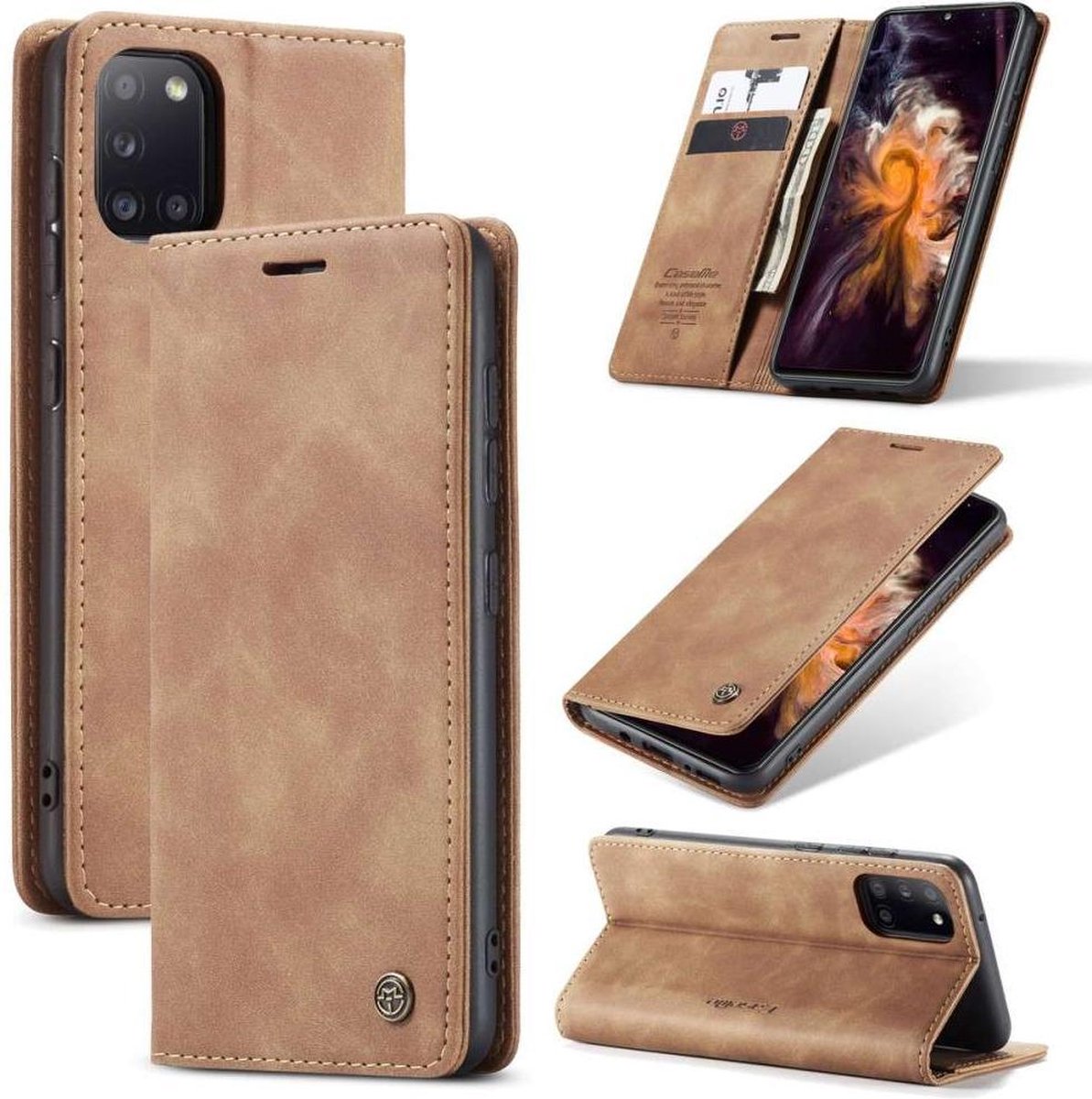 Caseme Samsung Galaxy A31 Retro Wallet Hoesje - Bruin