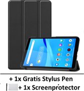 Smart Cover Book Case Hoes Geschikt Voor Lenovo Smart Tab M8 8 Inch (HD/FHD) - Tri-Fold Multi-Stand Flip Sleeve - Front & Back Beschermhoes Met Screen Protector & Stylus Pen - Zwar