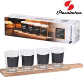 4-delige set van 197ml Bier Proef Shot Glazen & Houten Serveerplank