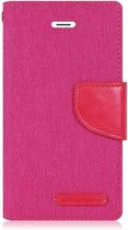 Luxe Apple iPhone 7 - iPhone 8 Wallet Book Case Denim Roze Cover - Spijkerstof Hoes