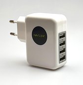 Universele USB Oplader - Charger met 4 USB aansluitingen - voor Smartphone, Tablet, Earphones, headphones