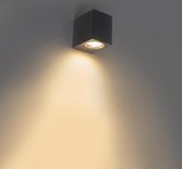 QAZQA baleno - Moderne Wandlamp voor buiten - 1 lichts - D 92 mm - Donkergrijs - Buitenverlichting