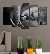 Olifanten Uv- bedrukt 5-Delig Insigne Mdf Schilderijen 102x60 cm