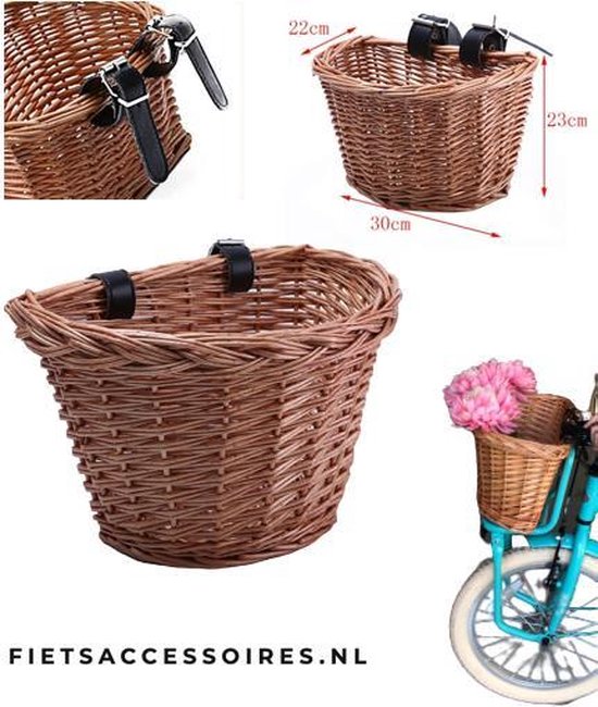 Cyclopen wasmiddel Ondergeschikt fietsmandje - kinderfiets - Rotan fietsmand - Riet natuur - lichtgewicht -  12 inch -... | bol.com