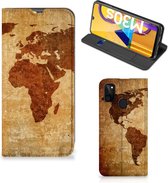 Wallet Bookcase Geschikt voor Samsung Galaxy M21 Telefoonhoesje Wereldkaart