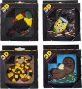 3 D puzzel thema dieren - 10 x 10 cm - 4 stuks - schuifpuzzel voor kinderen