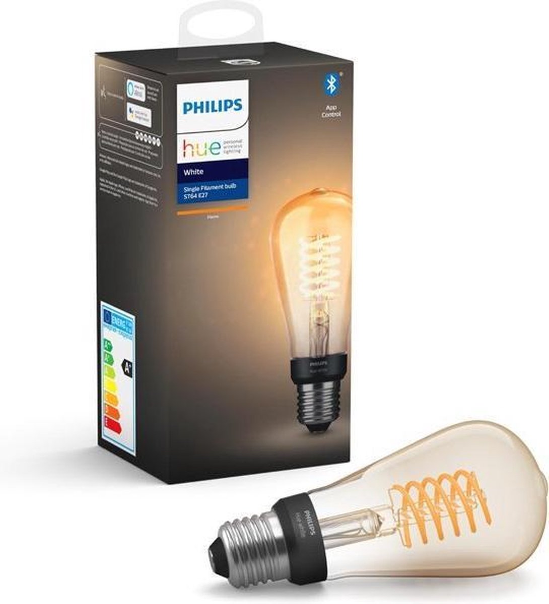 Philips Hue Slimme Verlichting Filamentlamp ST64 Edison - Ø 60 mm - White - E27 - Bluetooth