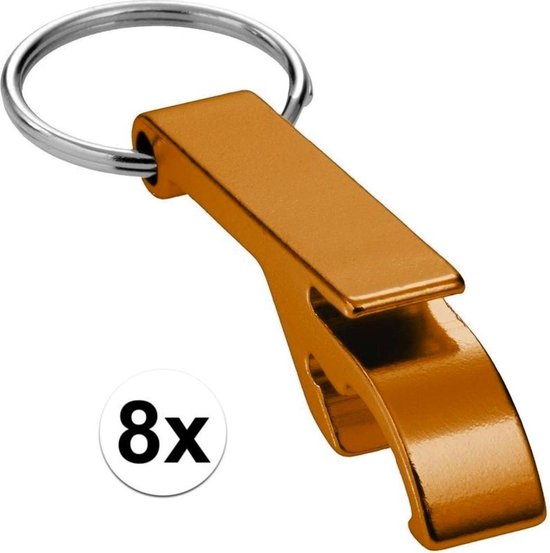 8x Flesopener sleutelhanger - goud - opener