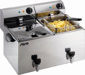 Saro Dubbele Friteuse met aftapkraan - 2 x 8 liter - element verwijderbaar - professioneel - ideaal voor gescheiden bakken van glutenvrij of vegetarisch - 2 jaar garantie - model P