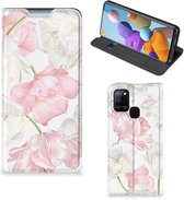 Stand Case Hoesje Cadeau Mama Geschikt voor Samsung Galaxy A21s Smart Cover Mooie Bloemen