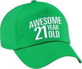 Awesome 21 year old verjaardag pet / cap groen voor dames en heren - baseball cap - verjaardags cadeau - petten / caps