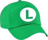Feestpet Luigi / loodgieter groen voor dames en heren - baseball cap - verkleed pet / carnaval pet