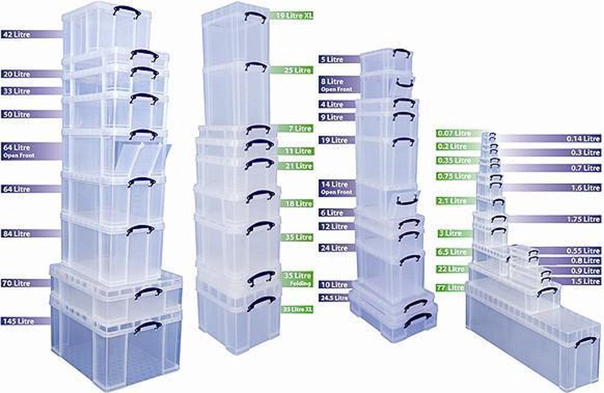 Really Useful Box opbergdoos 19 liter hangmappenkoffer inclusief 10 hangmappen, transparant