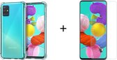 Samsung Galaxy A51 Hoesje + Screenprotector: Transparant Siliconen Hoesje/case + Tempered Glass Screenprotector