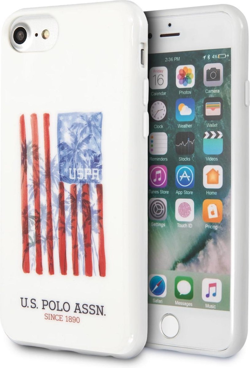 US Polo Apple iPhone SE2 (2020) & iPhone 8 Wit Backcover hoesje - Vlag van de Verenigde Staten