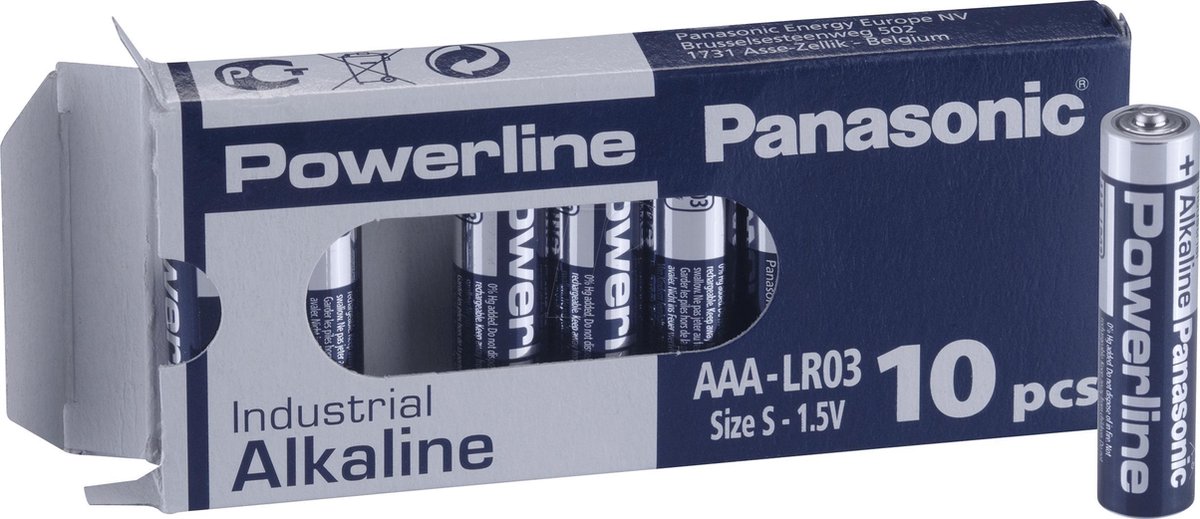 POWERDEAL 20 stuks AAA Panasonic Powerline Industrial Alkaline -1.5 volt, LR03AD