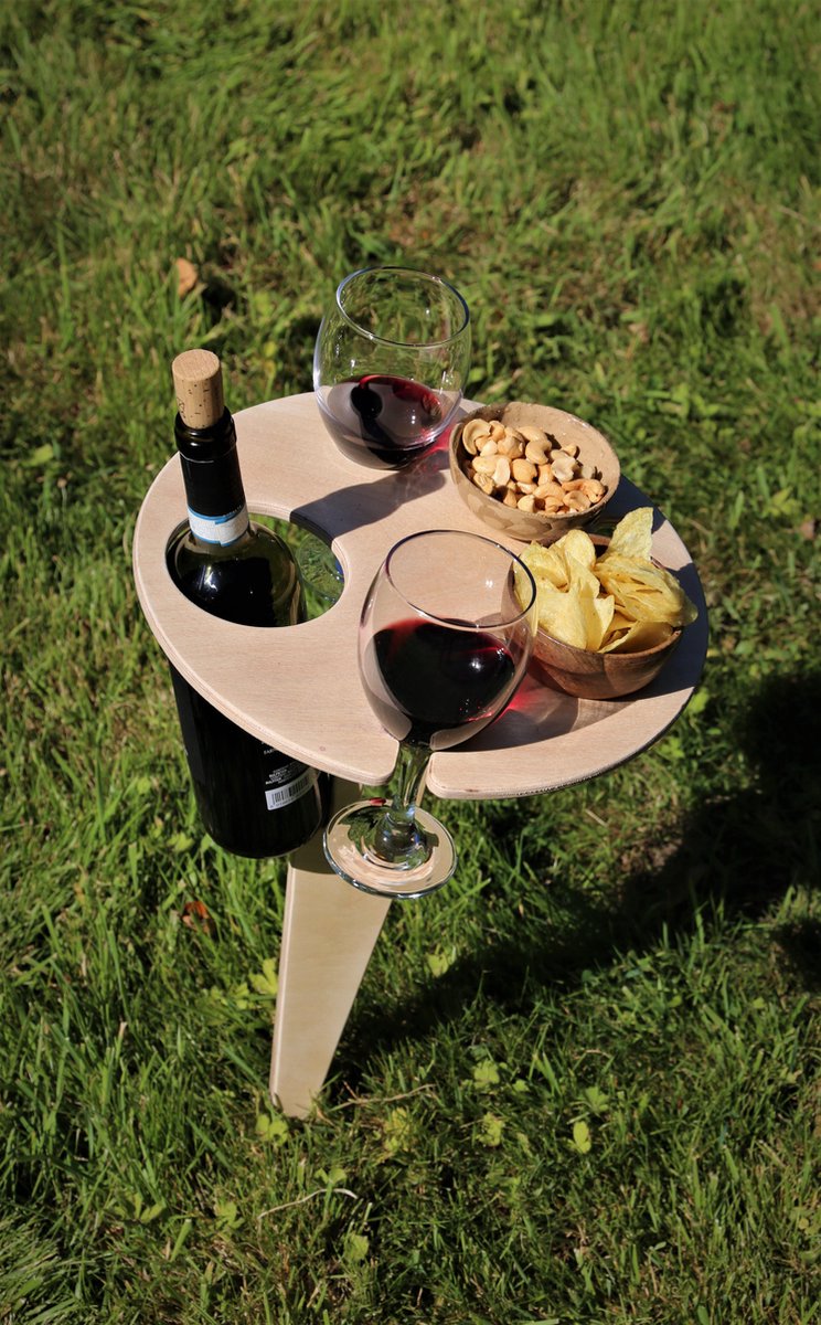 Table à Vin Portable D'extérieur Table de Plage Mini Table Pliable Porte  Bouteilles de Pique Nique Porte Verre à Vin Suspendu Table Ronde Pliante  pour Jardin Camping Plage Voyage