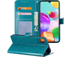 Hoesje - Geschikt voor Samsung Galaxy A41 - Luxe Bookcase - Walletcase Hoes - Portemonnee - Cover - Telefoonhoes - Turquoise