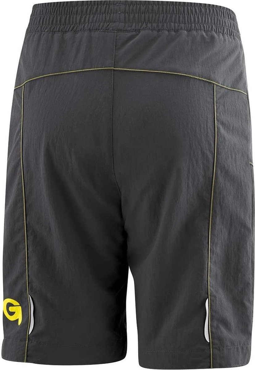 Gonso Napoli, kinderfietsbroek voor jongens en meisjes, met starter zitkussen voor kinderen, hoge bewegingselasticiteit, reflecterend element, nauwsluitende pasvorm, zwart, maat 152
