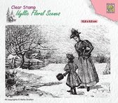 IFS024 Clear Stamps Idyllic Floral Scenes Nellie Snellen Vintage wintery scene - stempel antiek kerst landschap