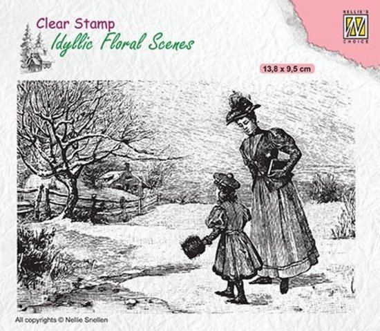 Foto: Ifs024 clear stamps idyllic floral scenes nellie snellen vintage wintery scene stempel antiek kerst landschap