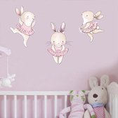 Muursticker - dansen - ballerina - konijnen - Kinderkamer - Babykamer