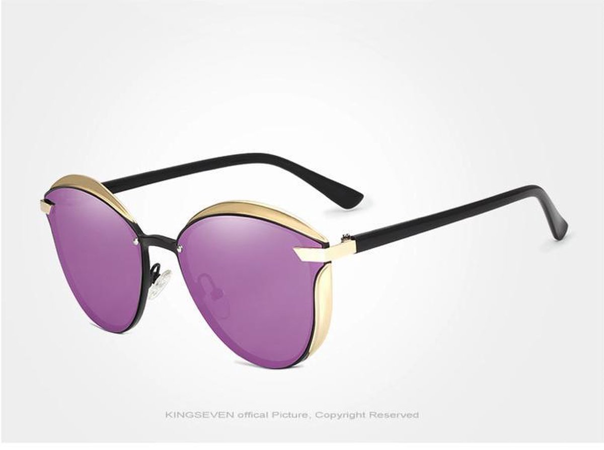 KingSeven Cat-Eye Zonnebril - Dames - UV400 - Gepolariseerd - Paars/Zwart