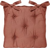 Atmosphera Deluxe Stoelkussen 40x40x8cm met lintjes en 5 knopen - Terracotta