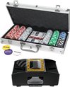 Afbeelding van het spelletje Pokerset 300 inclusief automatische kaartschudmachine| Inclusief koffer|Poker Chips|Kaarten|Black Jack