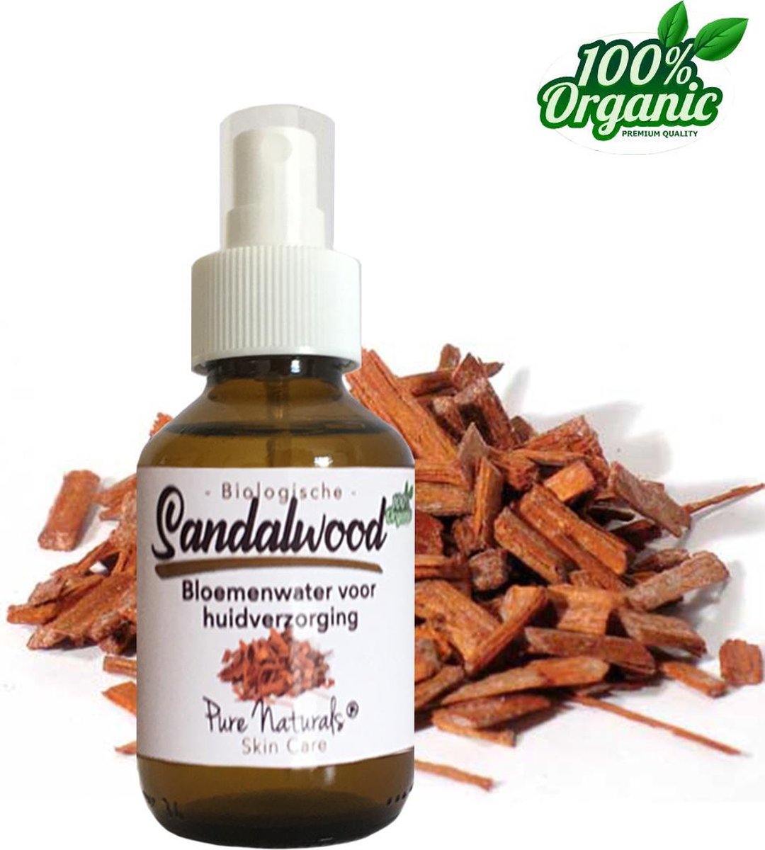 Sandelhout Bloemen water 300 ml - Sandalwood Hydrolaat - 100% Puur - Biologisch - Roomspray - Bodyspray